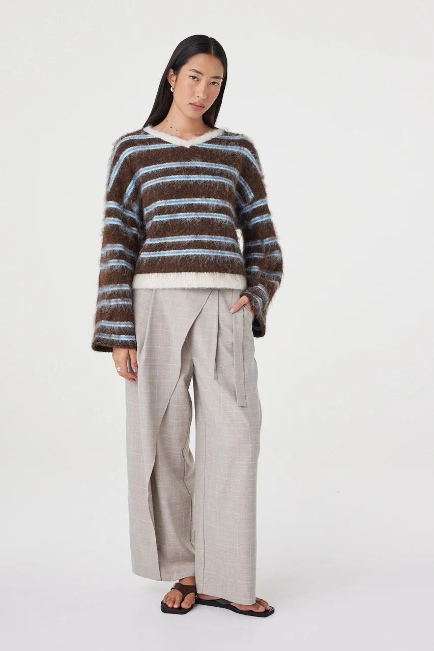 Arcaa Sweater Lucca Sweater Espresso & Blue Stripe