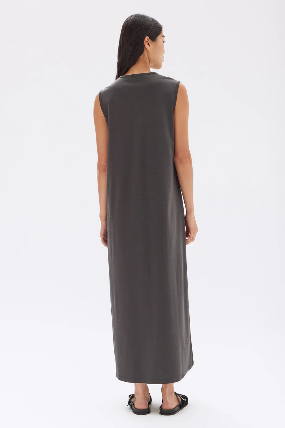 Madison Silk Blend Tank Dress Washed Black