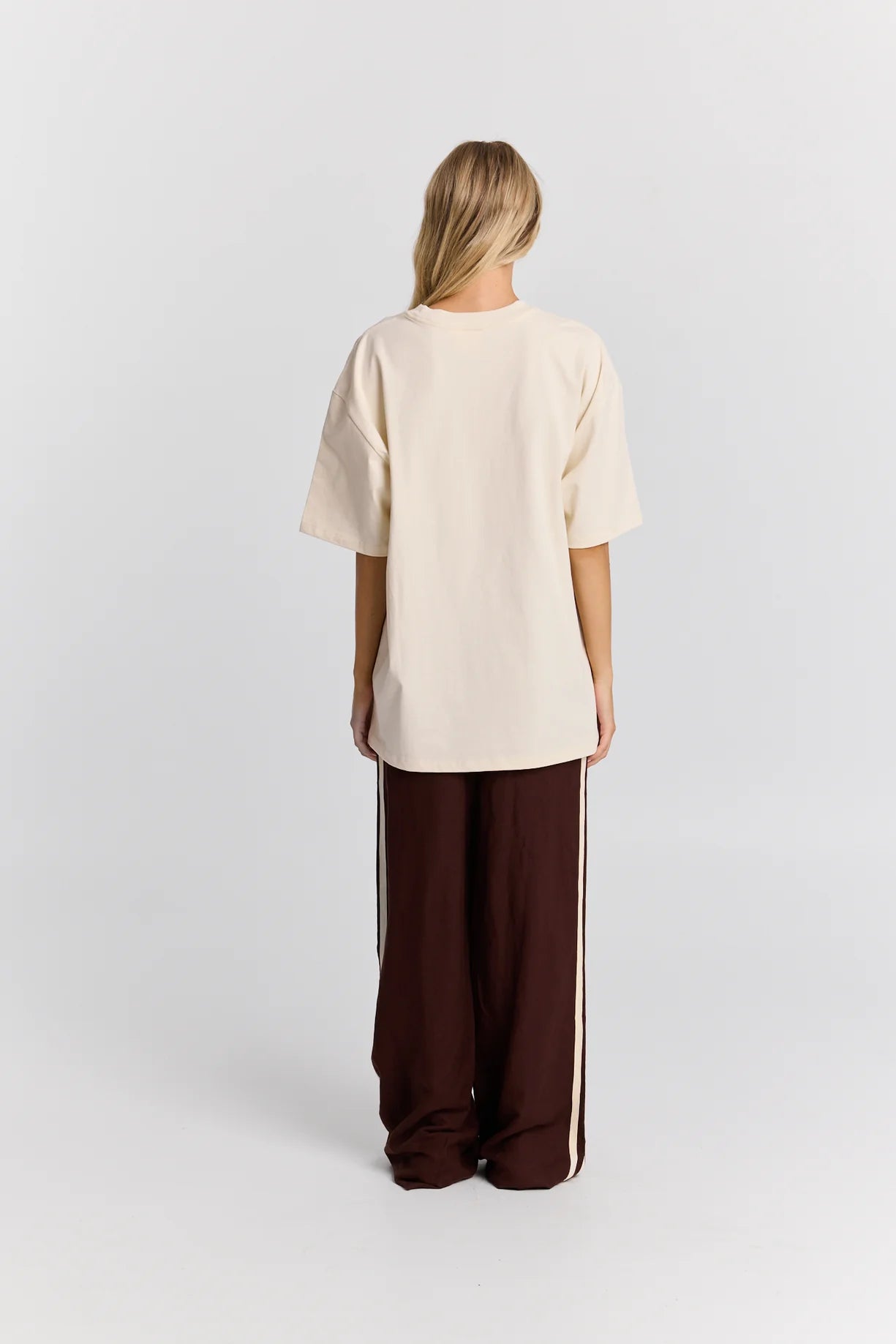 Burgundy Hibiscus Oversize Tee Ivory