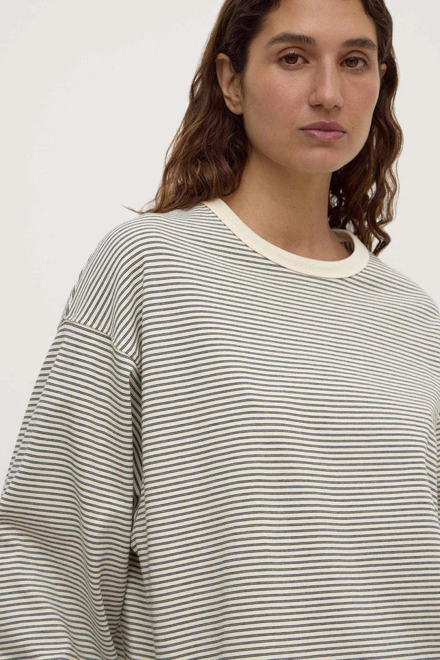 Malone Stripe Wide Sleeve Tee Cream Black