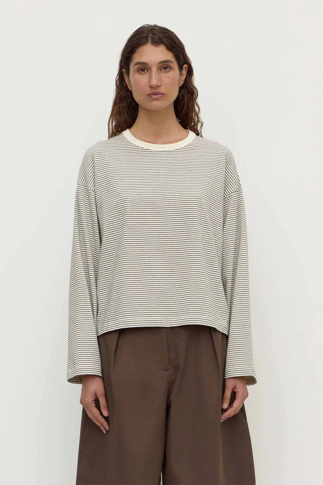 Malone Stripe Wide Sleeve Tee Cream Black
