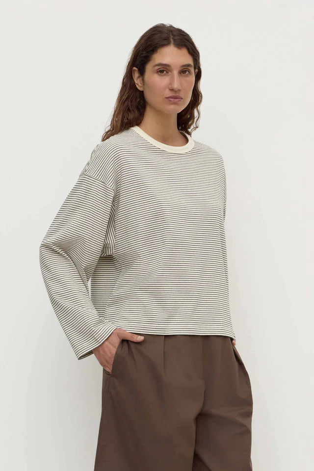 Malone Stripe Wide Sleeve Tee Cream Black