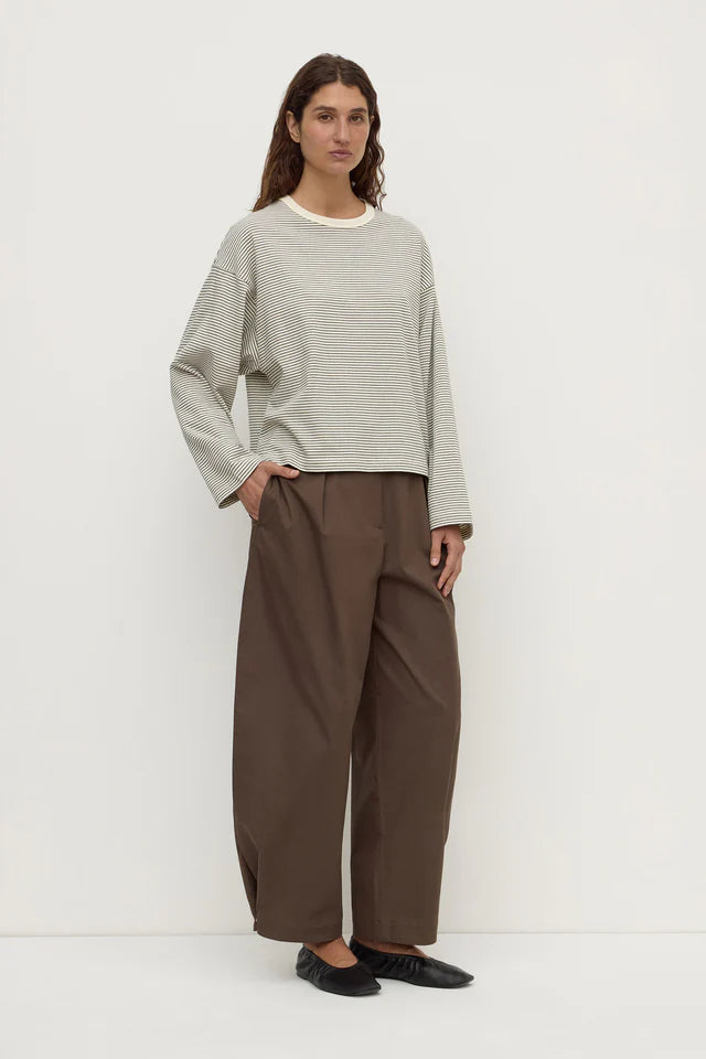 Malone Stripe Wide Sleeve Tee Cream Black
