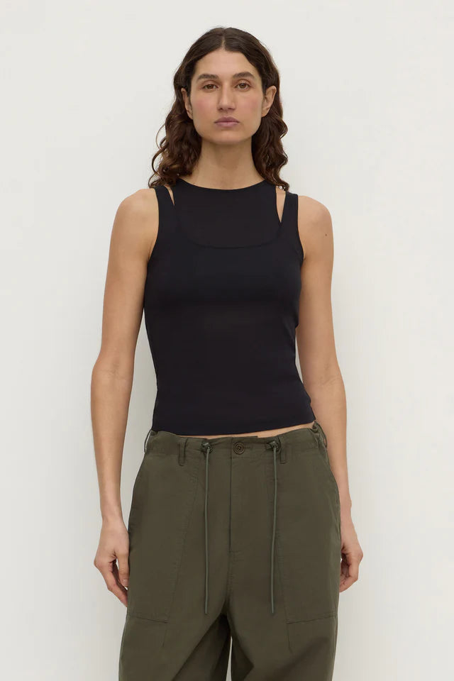 Assembly Label  Mika Jersey Layered Tank Black