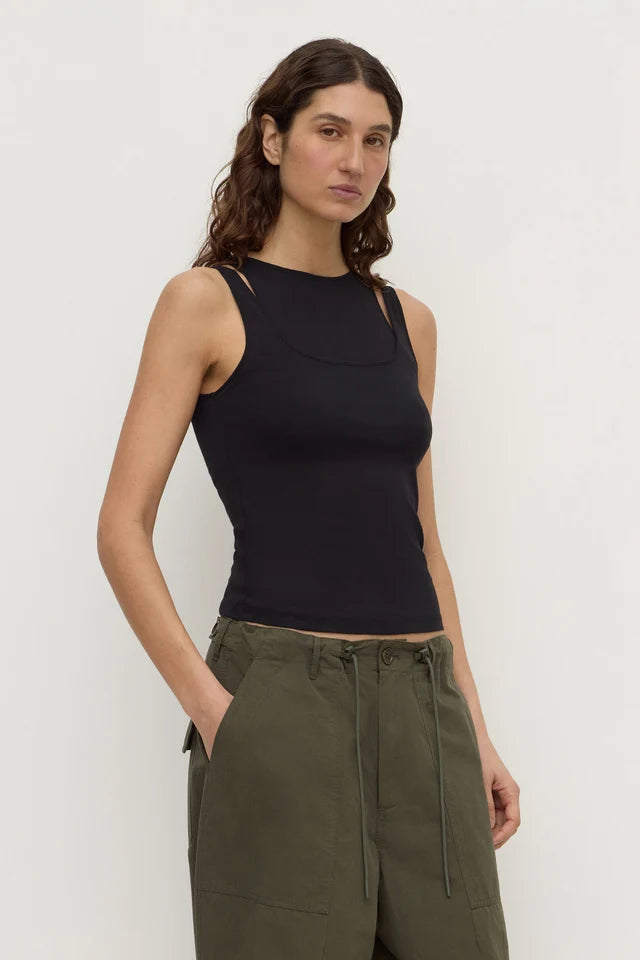 Assembly Label  Mika Jersey Layered Tank Black