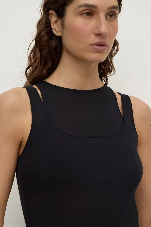 Assembly Label  Mika Jersey Layered Tank Black
