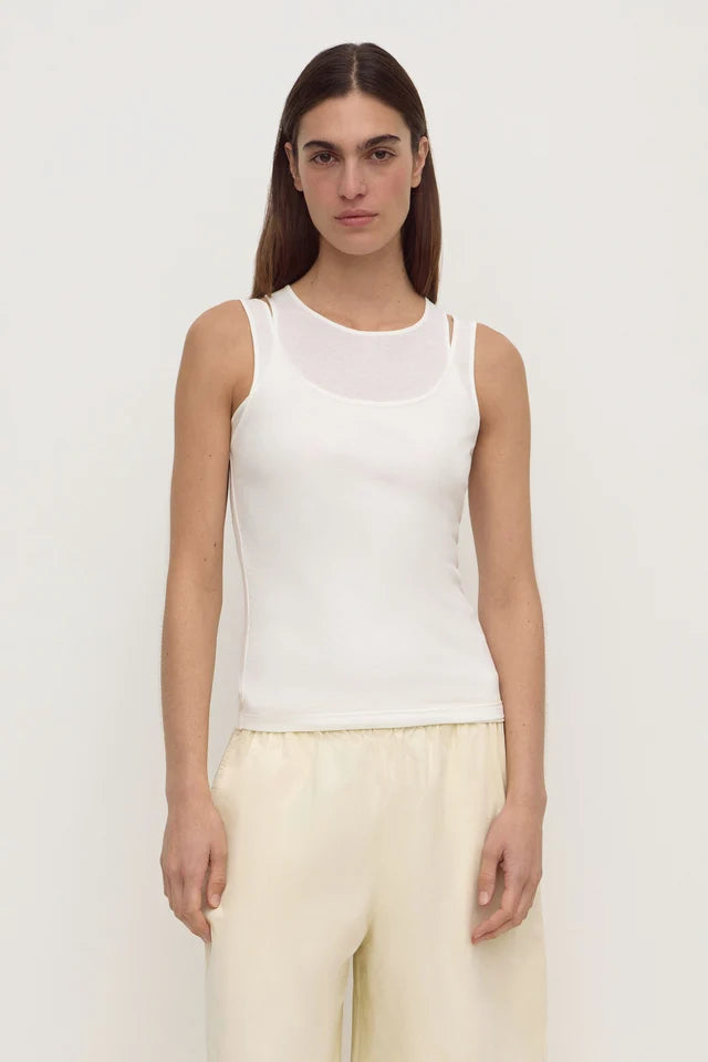 Assembly Label  Mika Jersey Layered Tank White