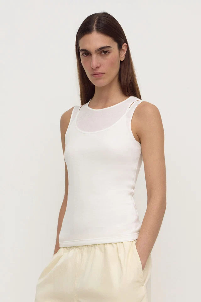 Assembly Label  Mika Jersey Layered Tank White
