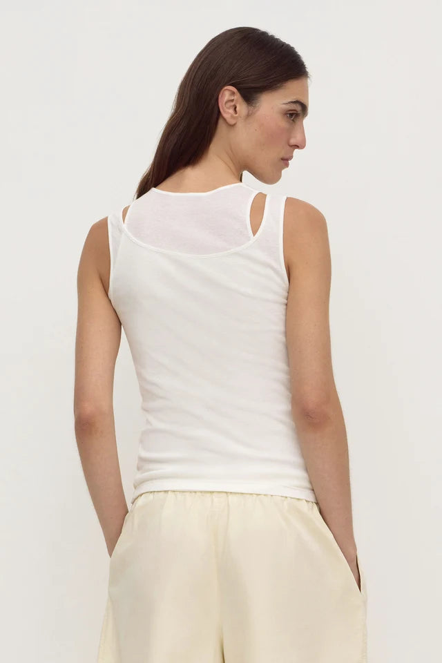 Assembly Label  Mika Jersey Layered Tank White