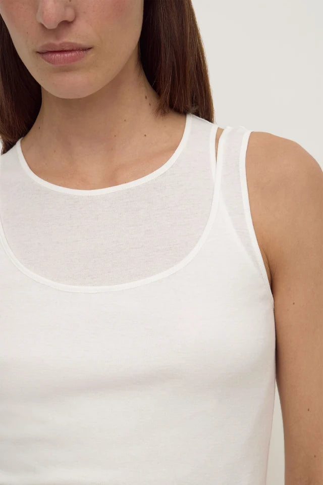 Assembly Label  Mika Jersey Layered Tank White