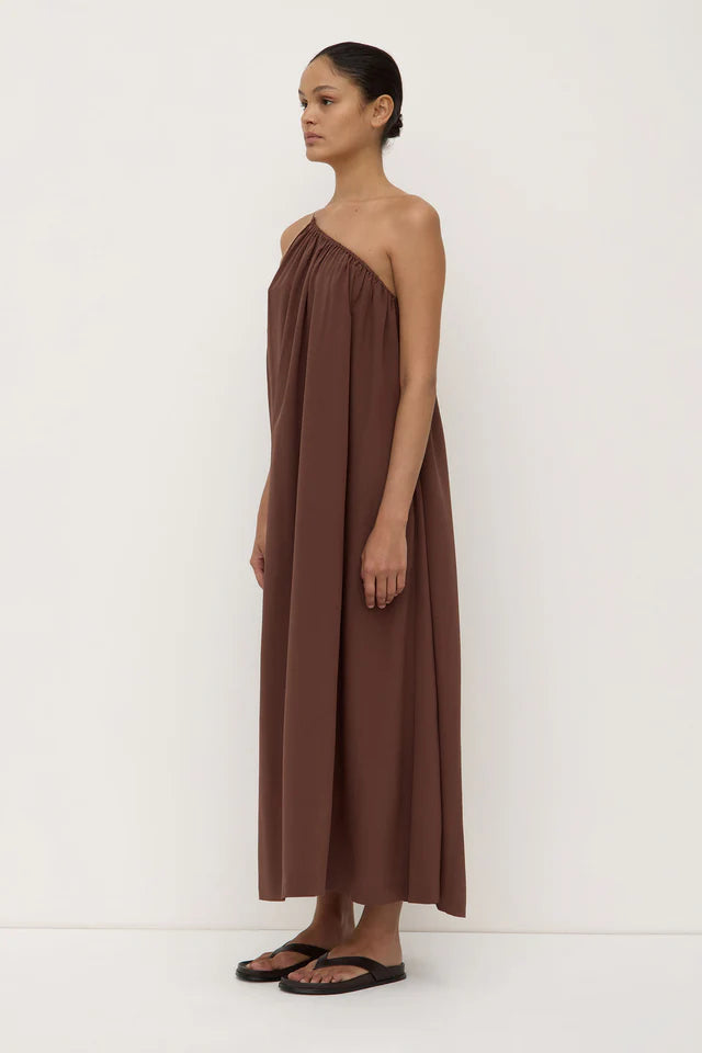 Mila Asymmetrical Maxi Dress Espresso