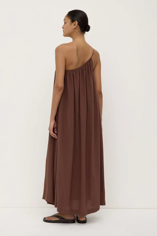 Mila Asymmetrical Maxi Dress Espresso
