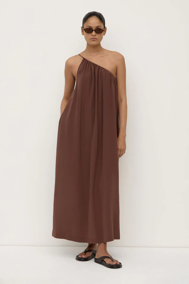 Mila Asymmetrical Maxi Dress Espresso