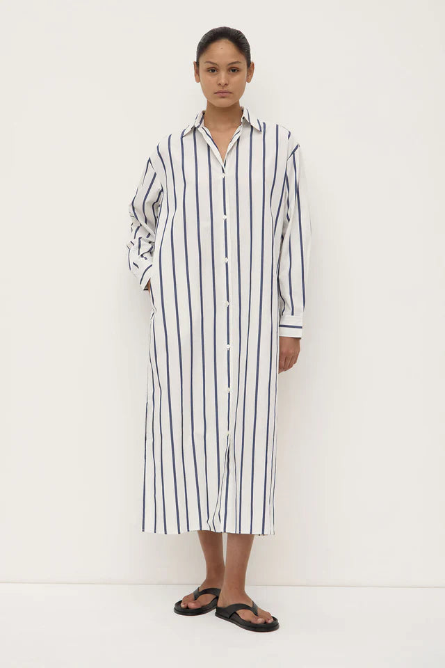 Nara Stripe Shirt Dress Navy