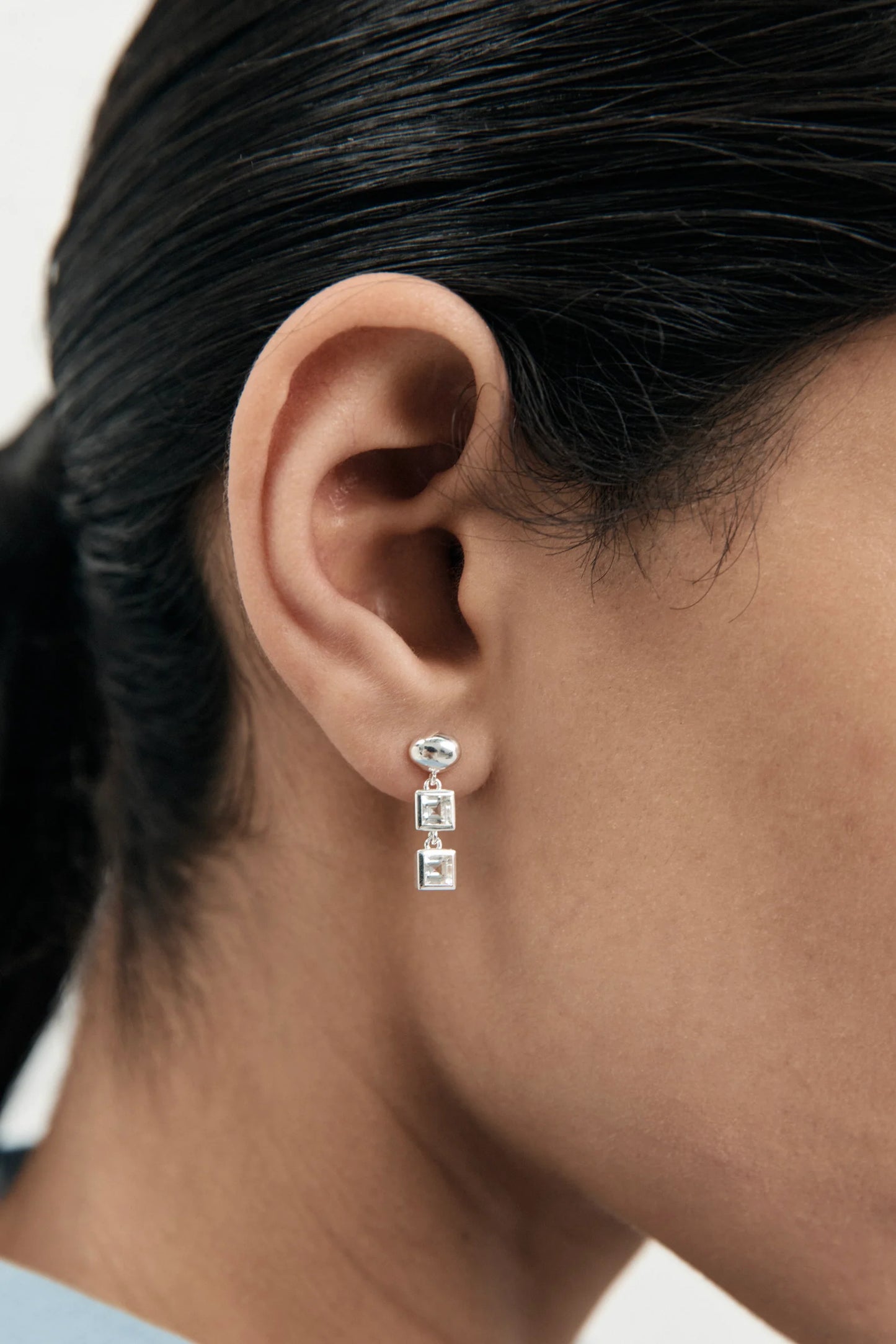 Veer Topaz Earrings Silver