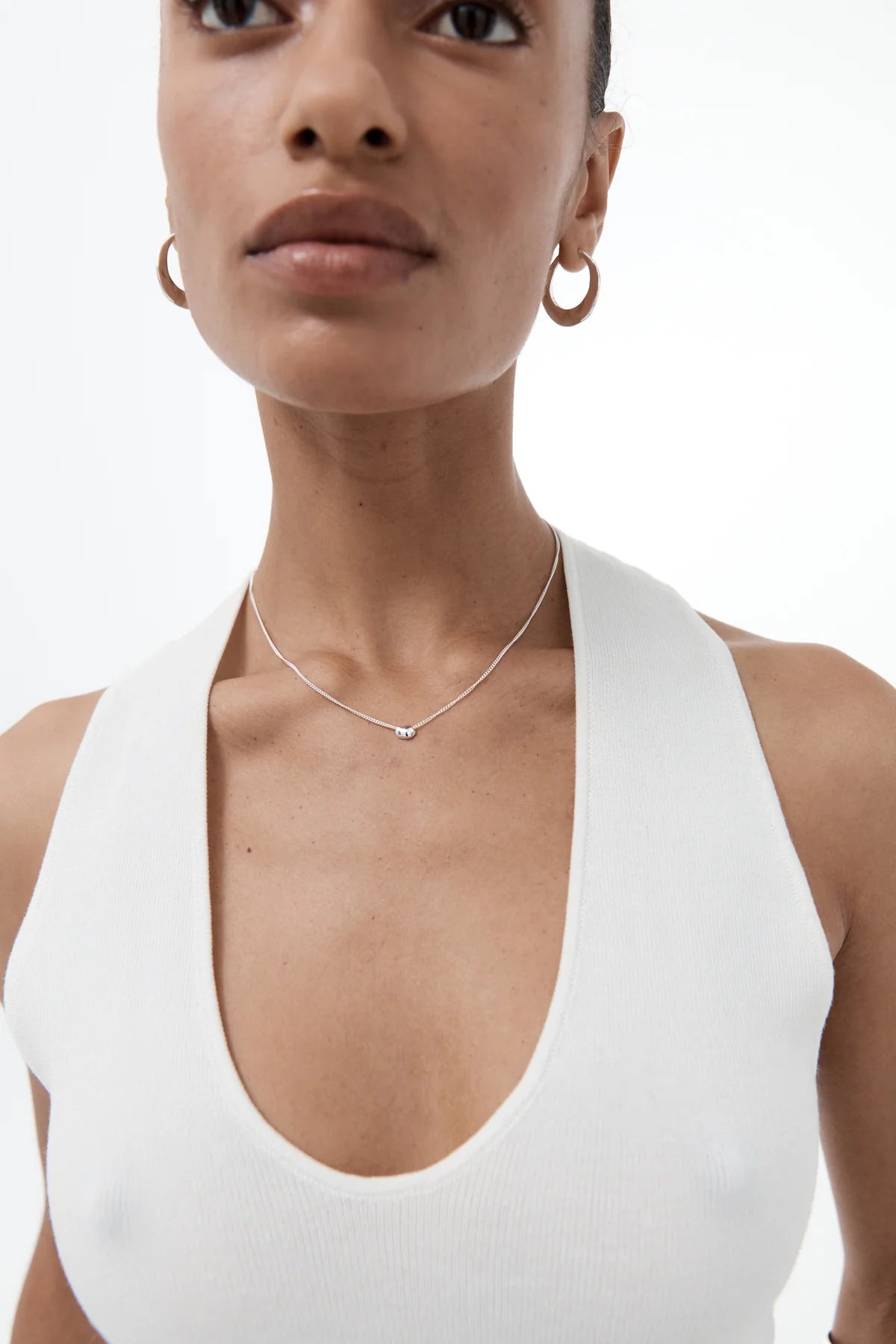Nina Gordon Mini Gemstone Drop Necklace Silver