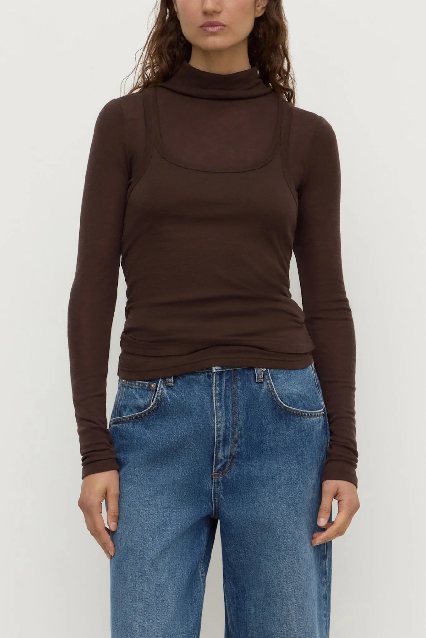 Nora Merino Wool Layered Turtleneck Ganache