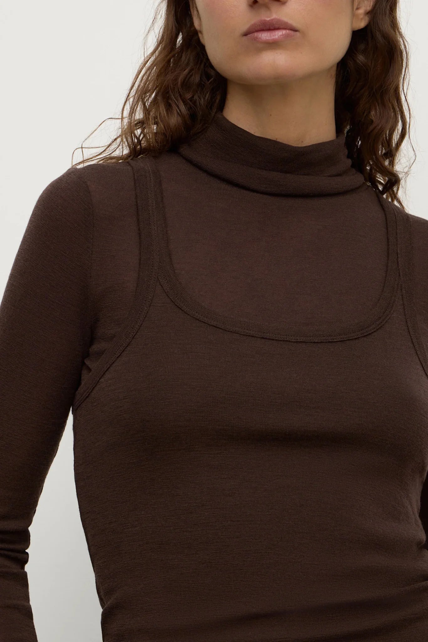 Nora Merino Wool Layered Turtleneck Ganache