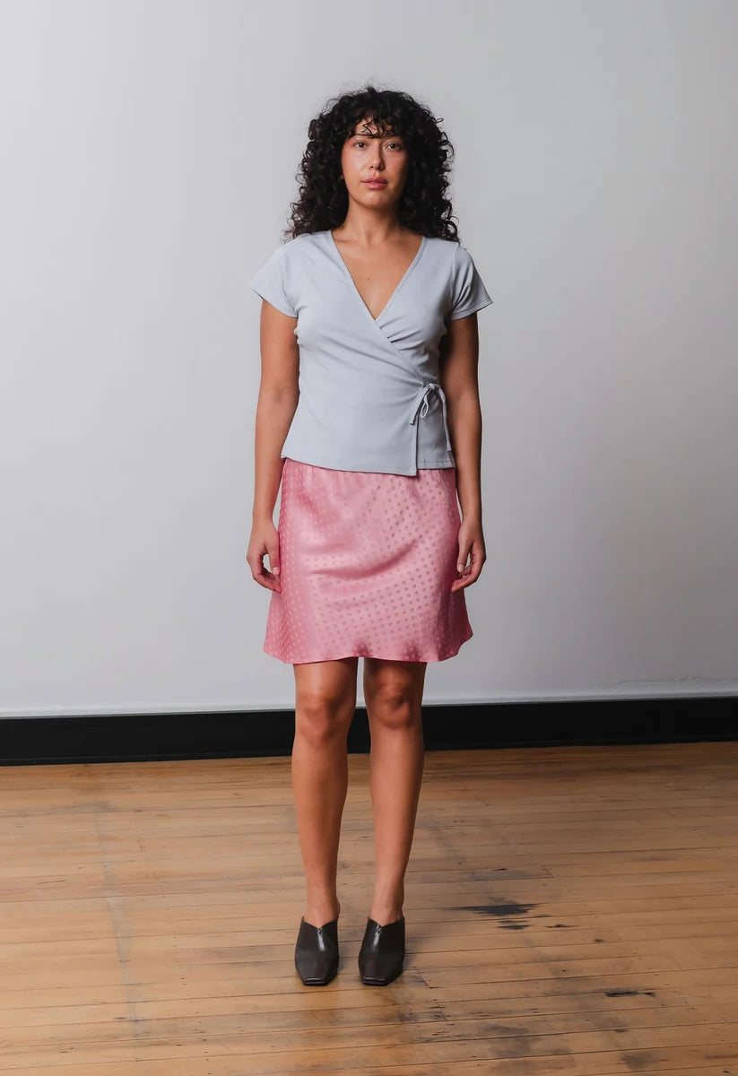 Olga Joan Cap Sleeve Wrap Top Perla