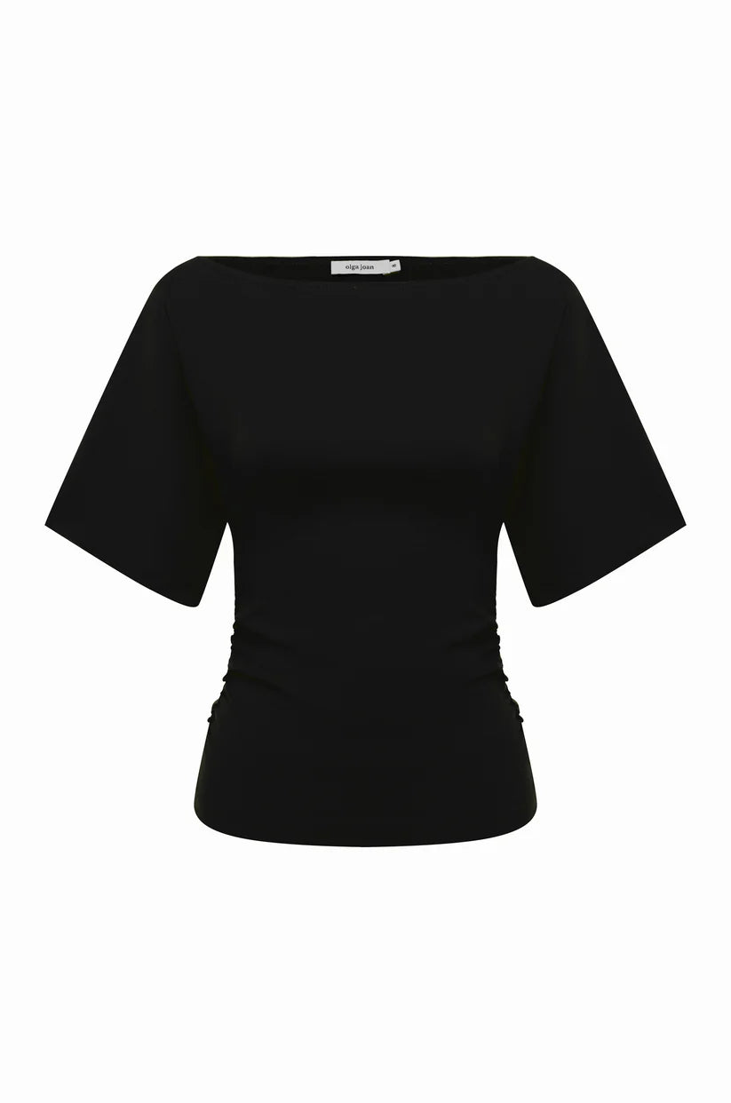 Bardot Ruched Top Nera