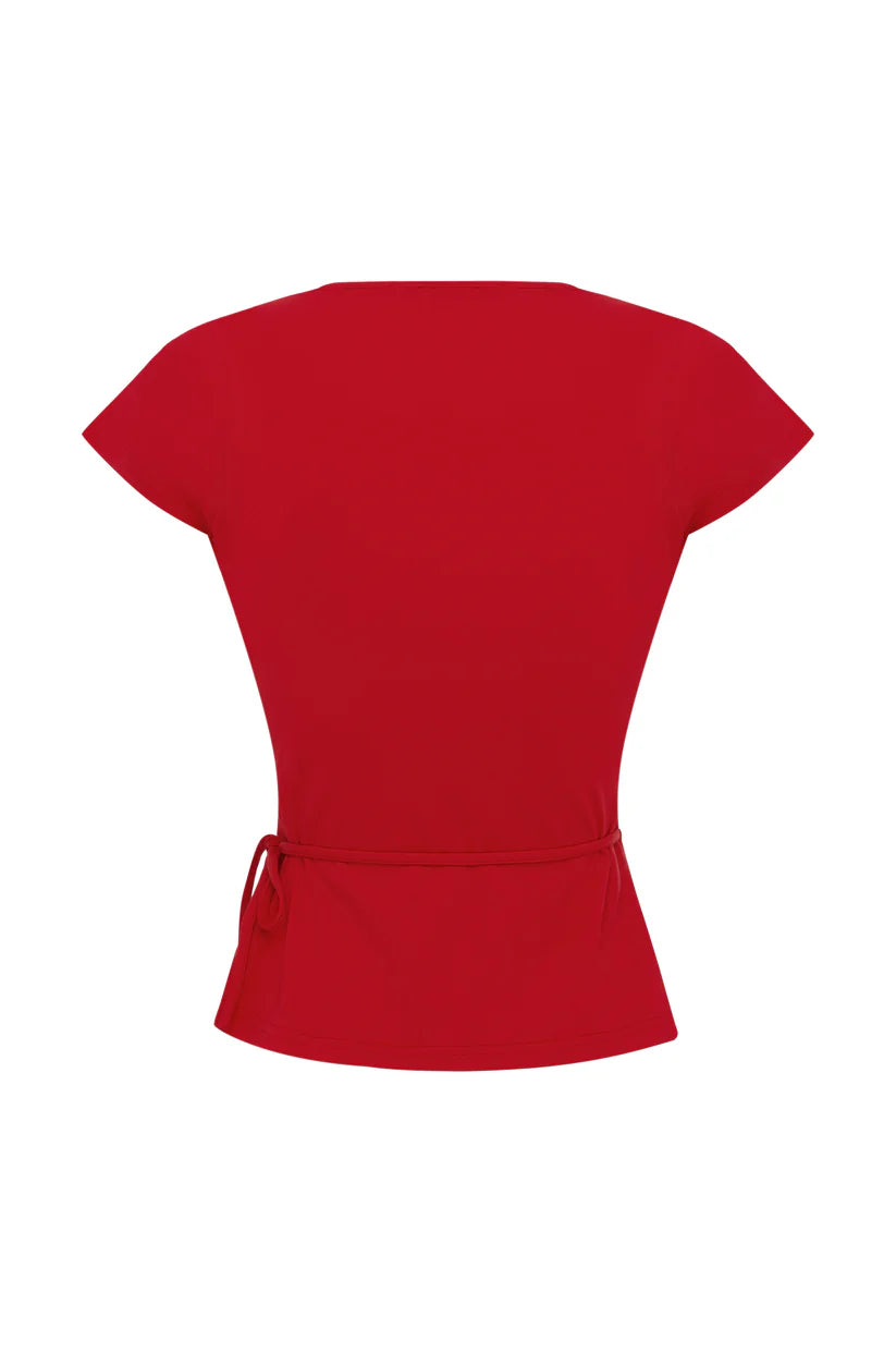 Cap Sleeve Wrap Top Pomodoro