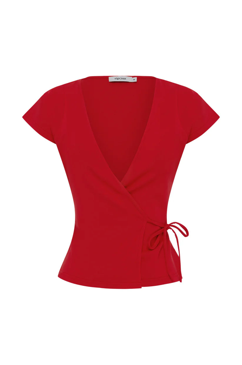 Cap Sleeve Wrap Top Pomodoro