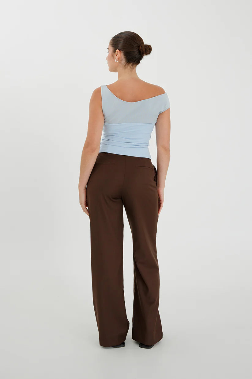 Asym Bardot Top Cielo