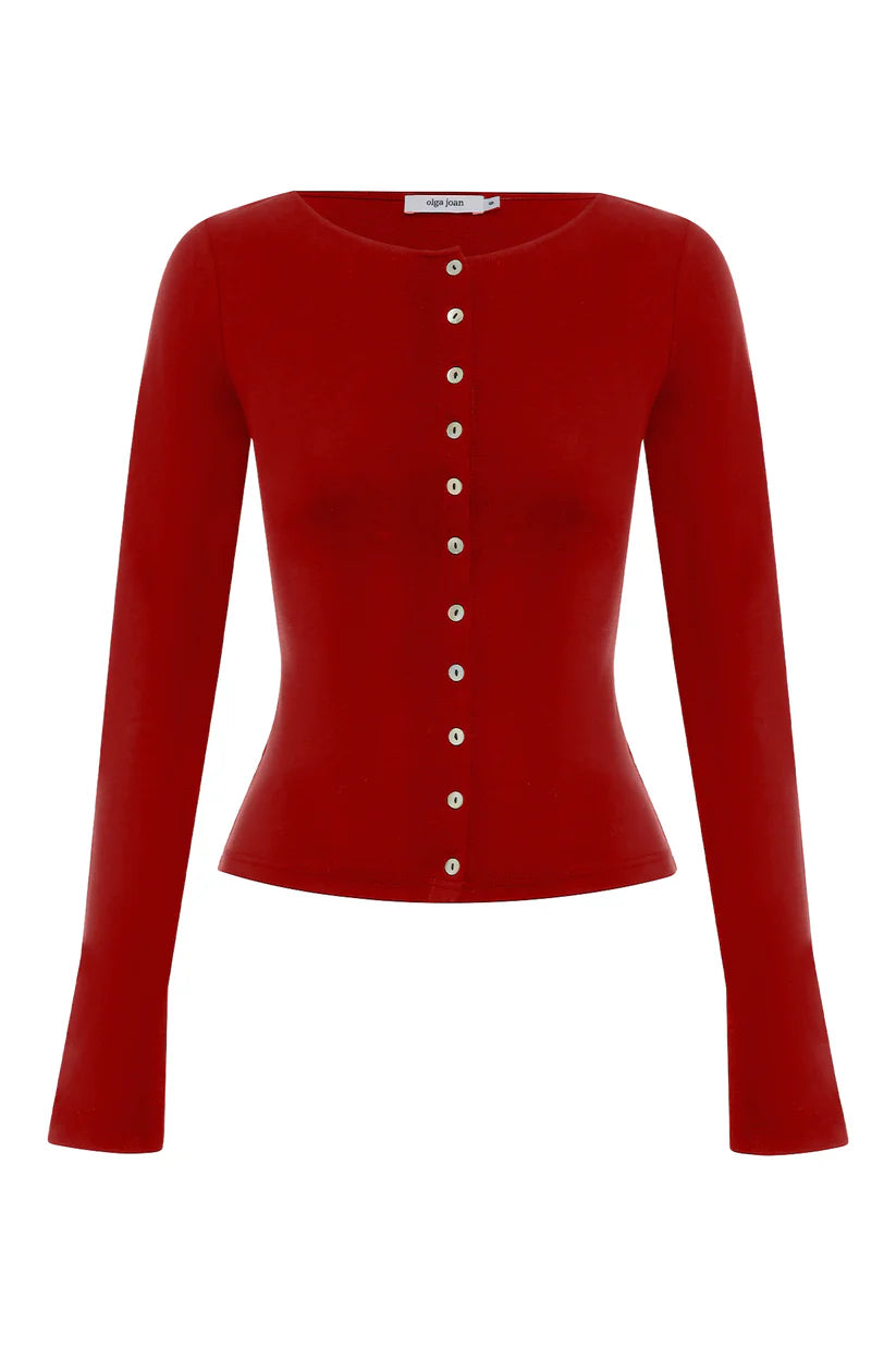 Button Through Long Sleeve Top Rossa