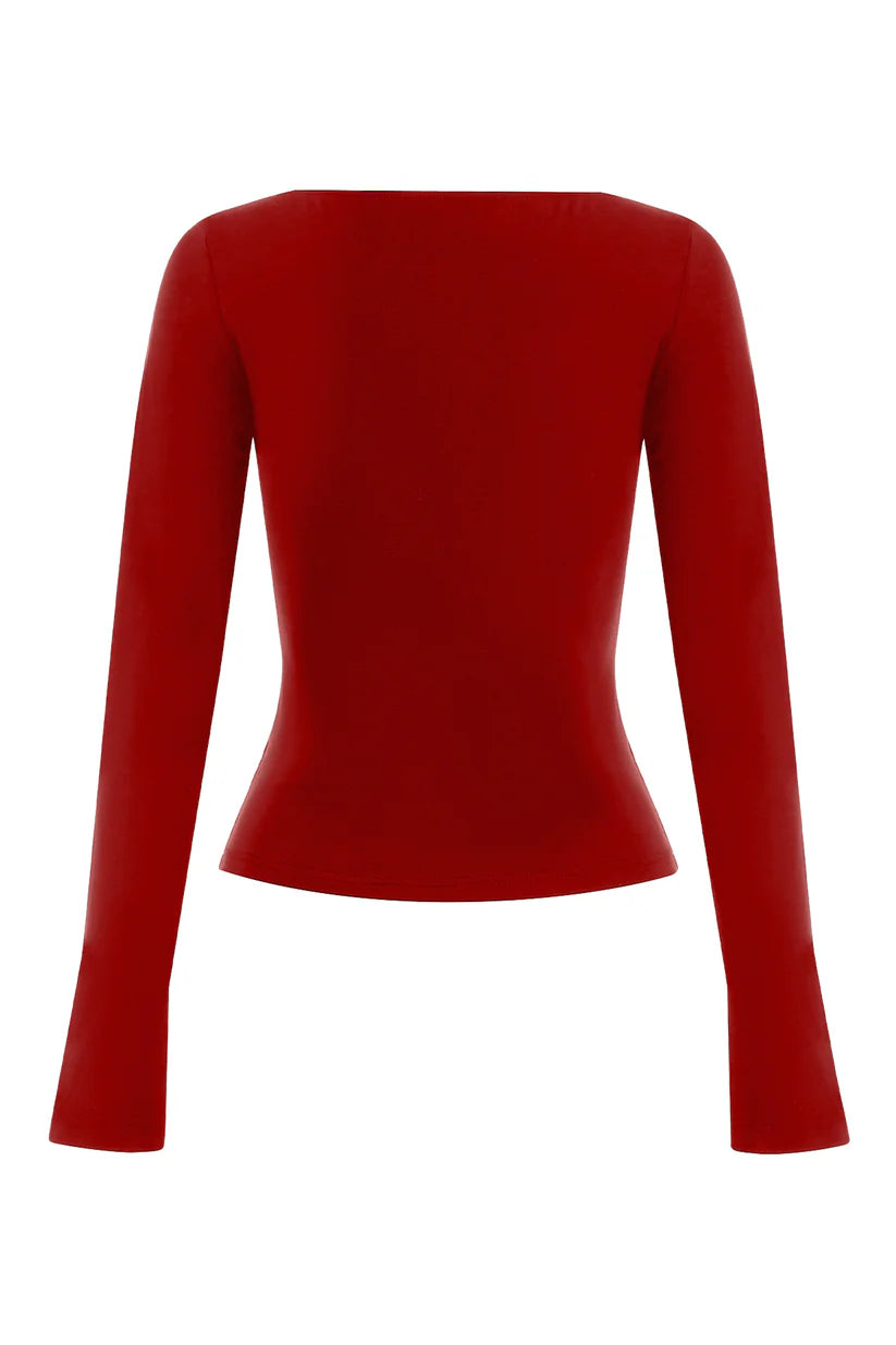 Button Through Long Sleeve Top Rossa