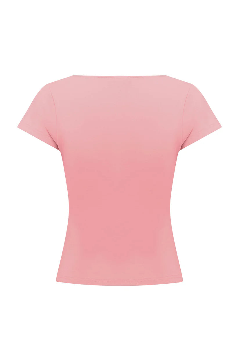Button Through Tee Rosa