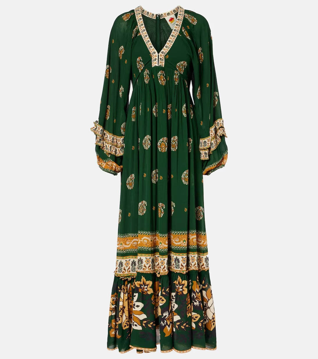 Ayla Green Ruffled Maxi Dress