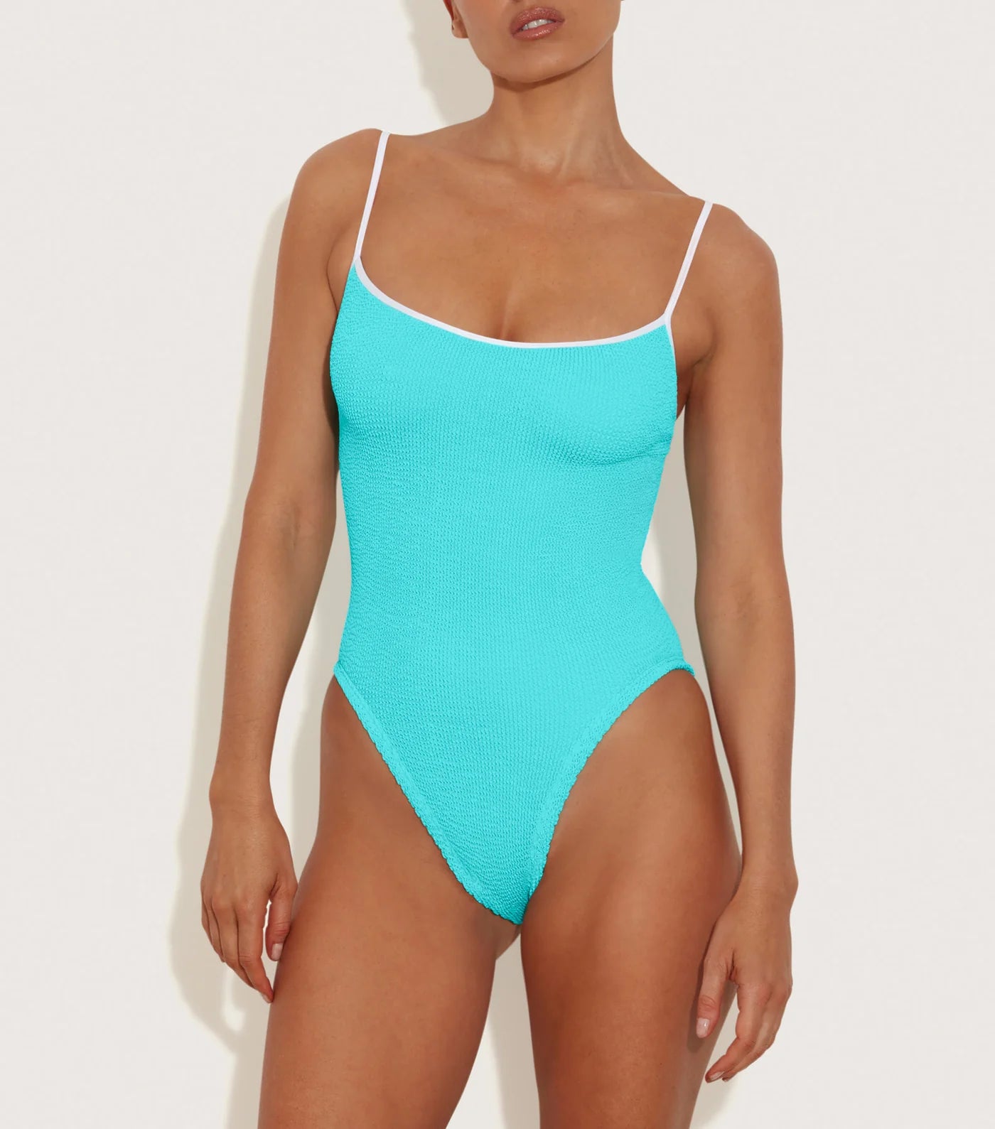 Pamela Swim Contrast Aqua White