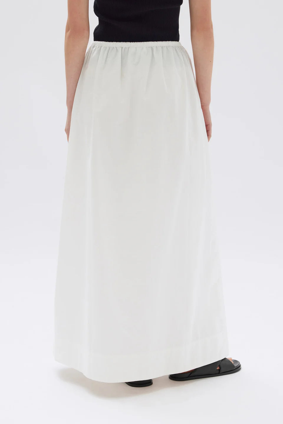 Philipa Poplin Midi Skirt White