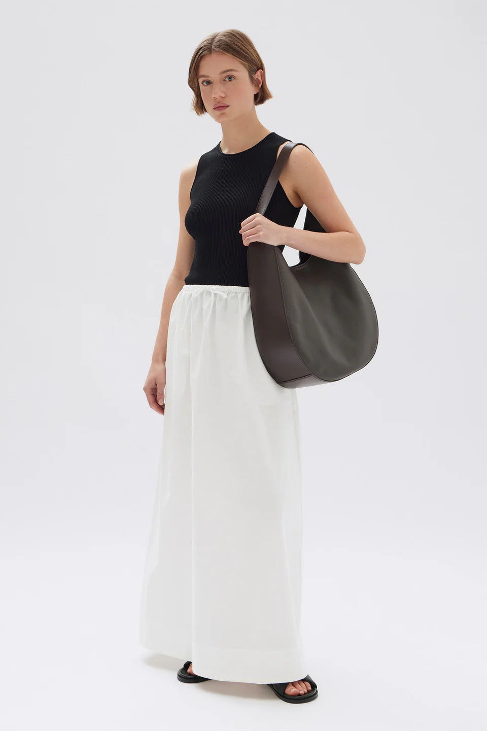 Philipa Poplin Midi Skirt White