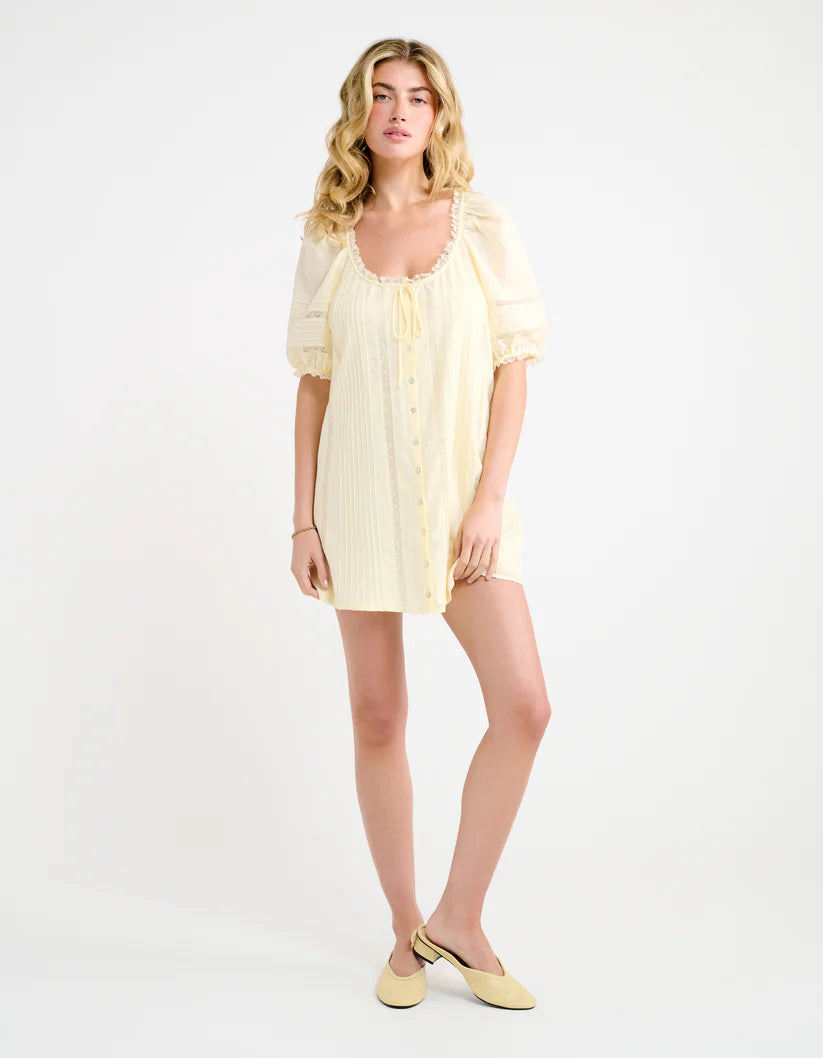 Prairie Mini Dress Custard