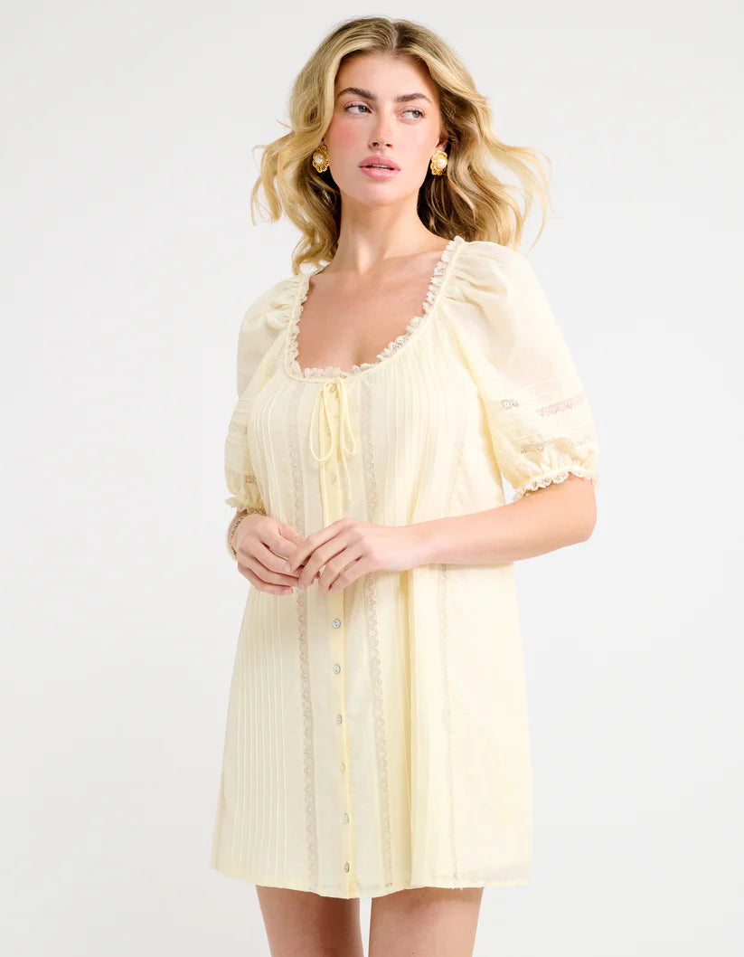 Prairie Mini Dress Custard
