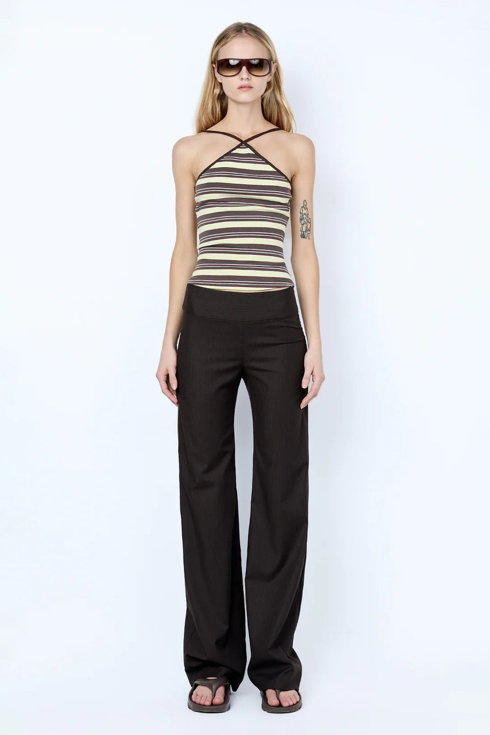 Ingrid Pant Choc Pinstripe