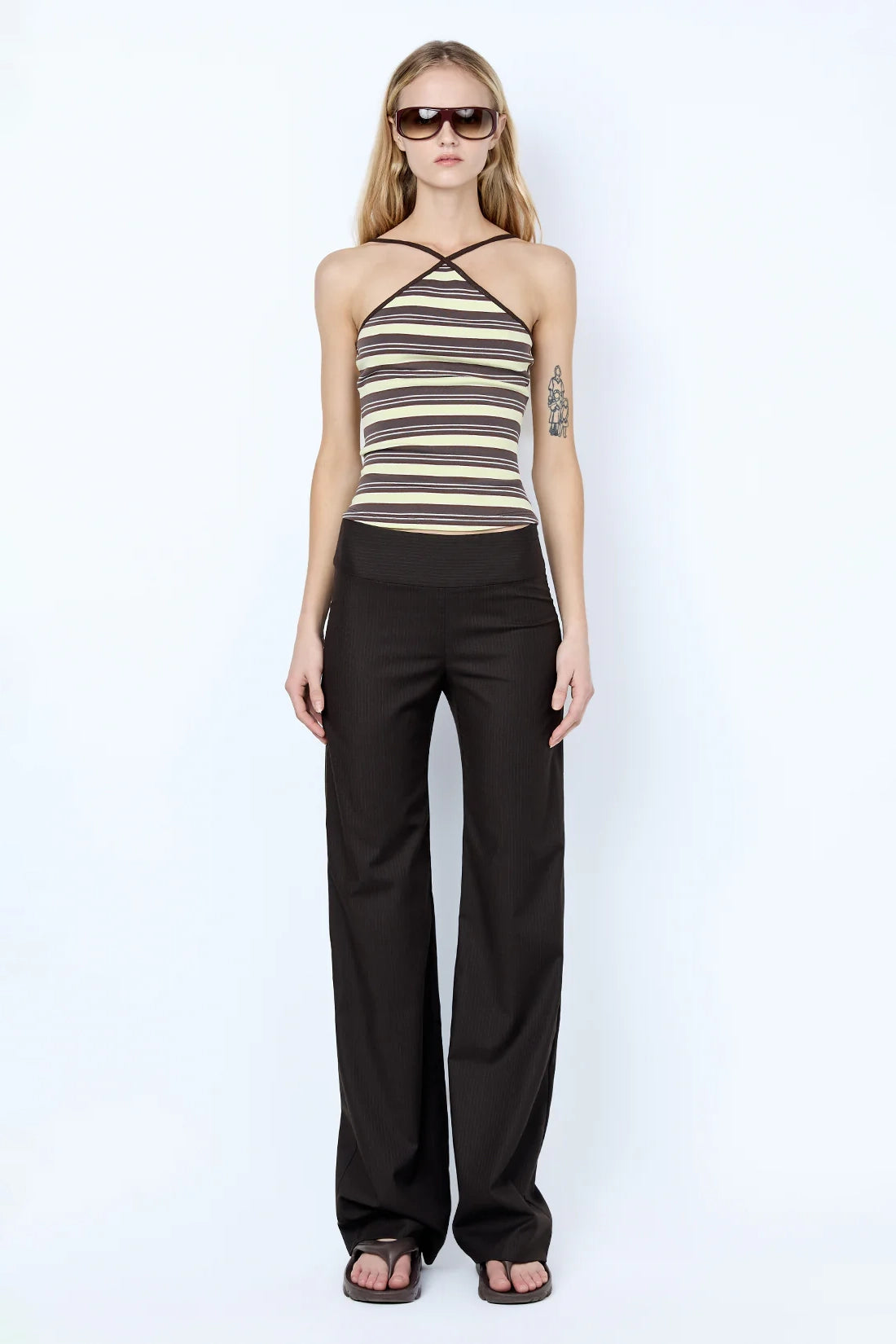Ingrid Pant Choc Pinstripe