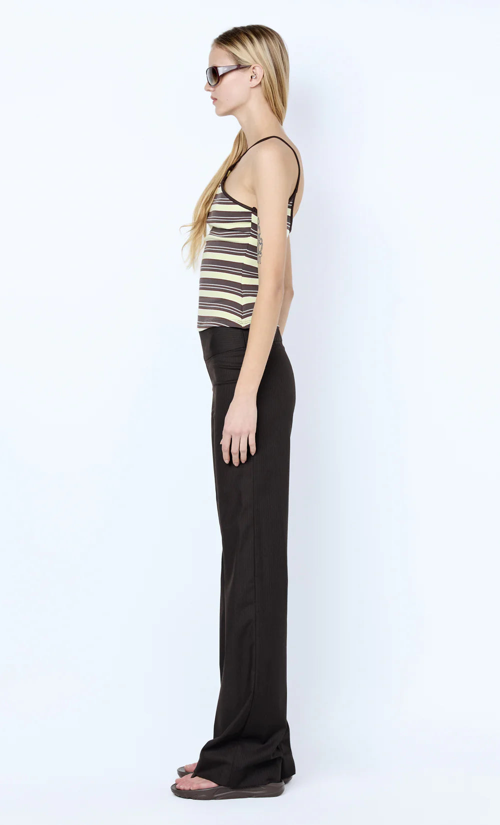 Ingrid Pant Choc Pinstripe