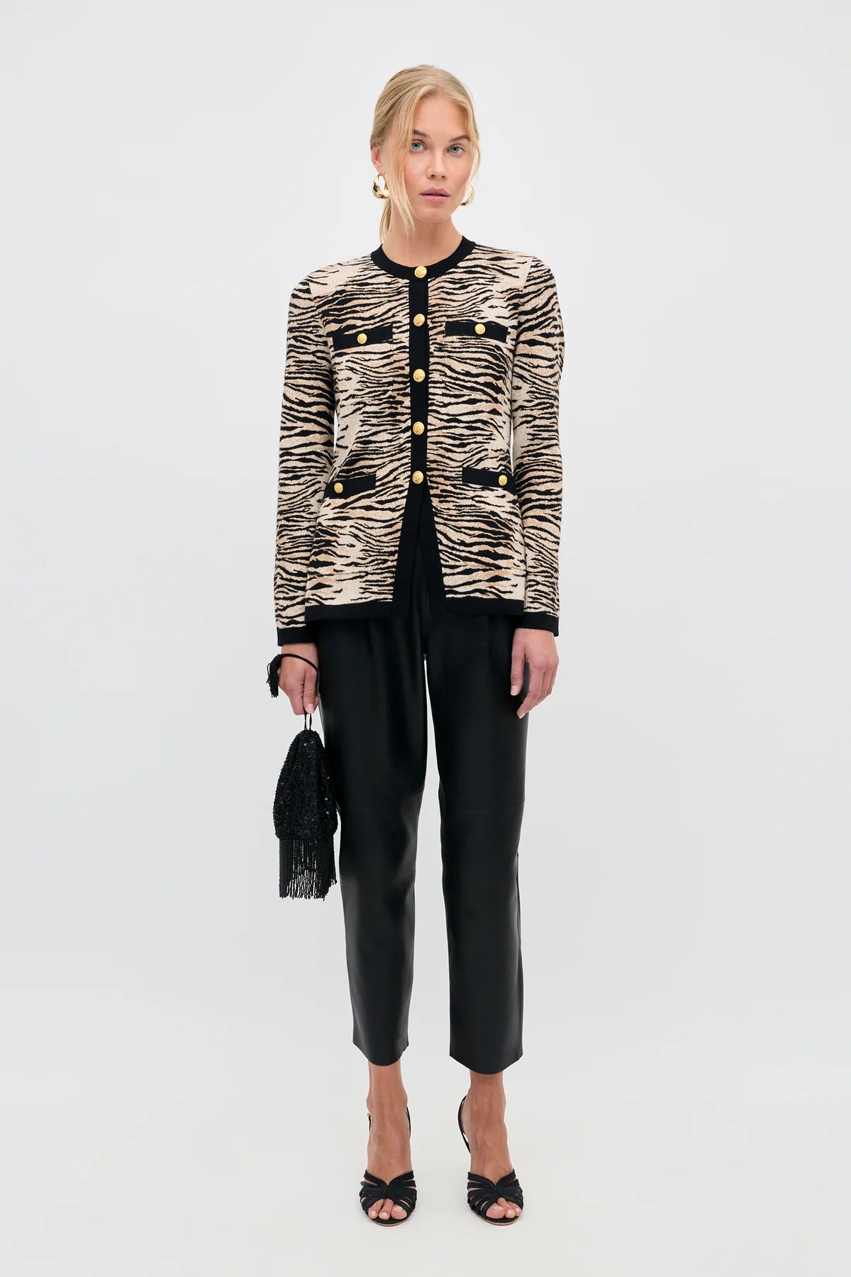 Rixo Raylene Cardigan Cooper Tiger Beige