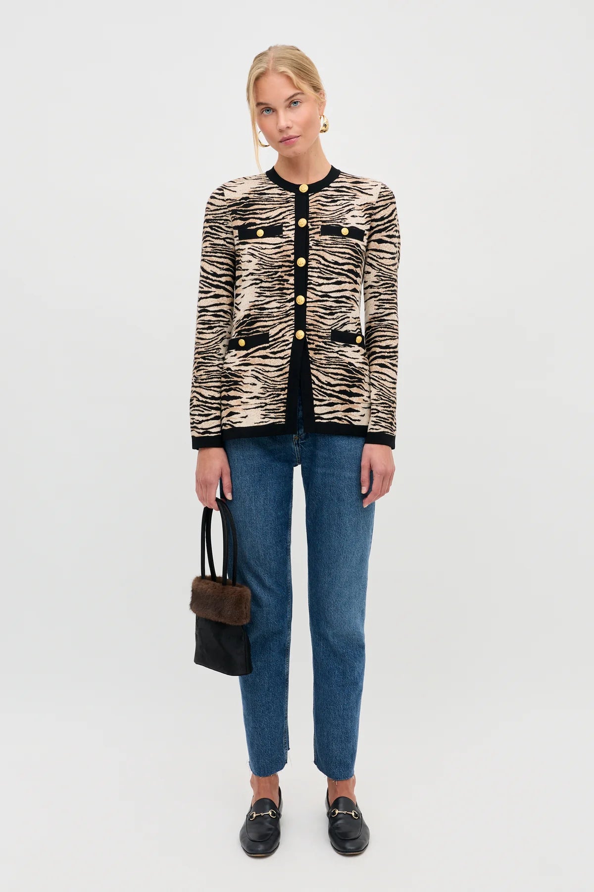 Rixo Raylene Cardigan Cooper Tiger Beige