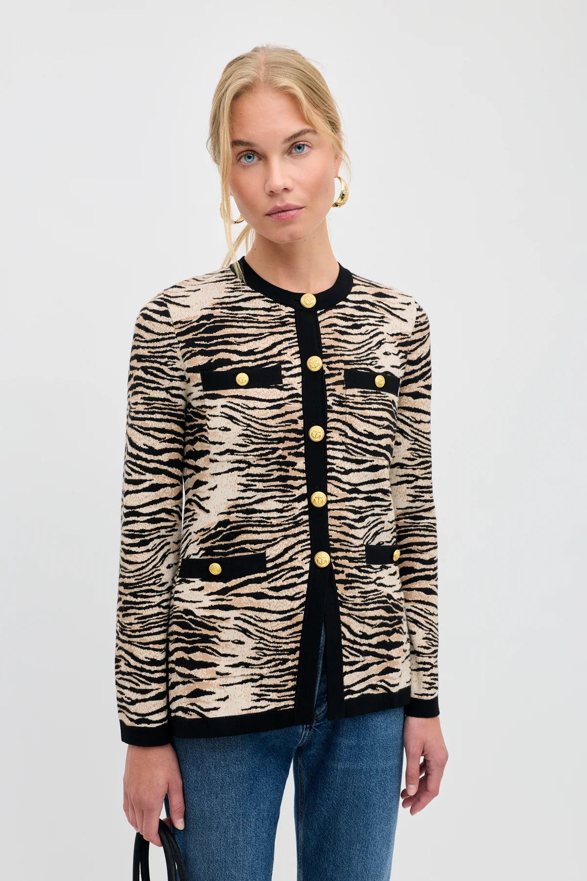 Rixo Raylene Cardigan Cooper Tiger Beige
