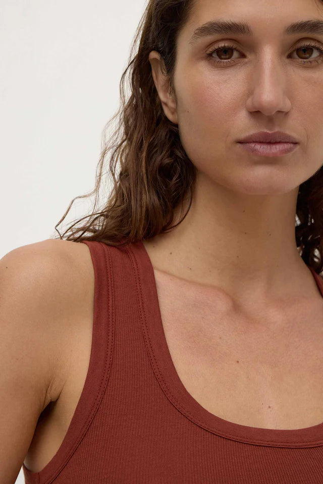 Robyn Scoop Neck Rib Tank Burnt Amber