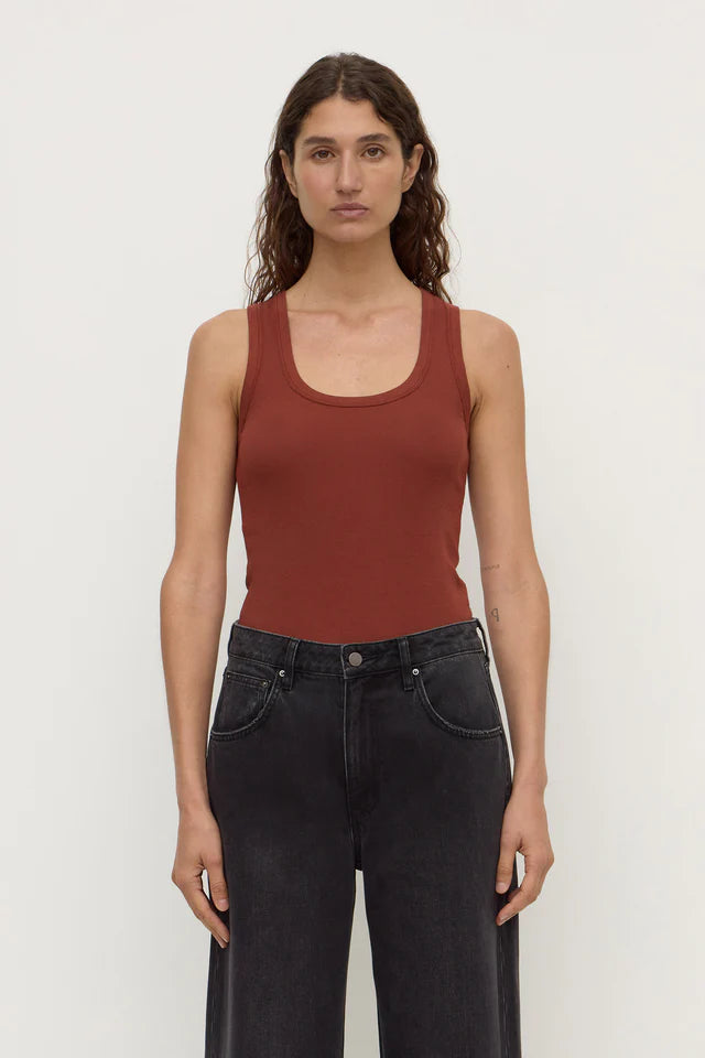 Robyn Scoop Neck Rib Tank Burnt Amber