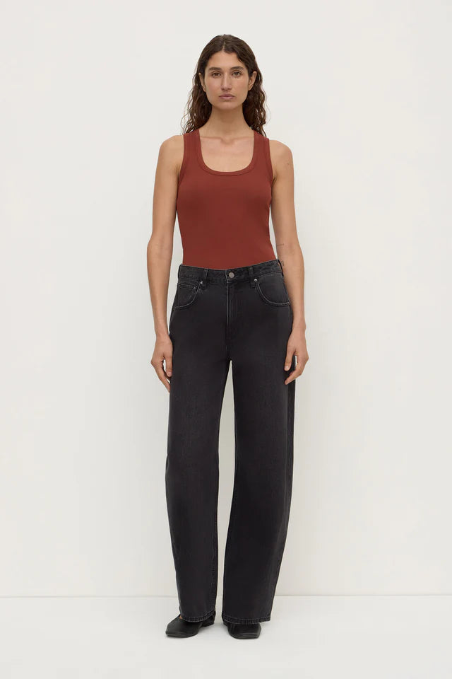 Robyn Scoop Neck Rib Tank Burnt Amber