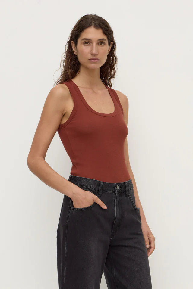 Robyn Scoop Neck Rib Tank Burnt Amber