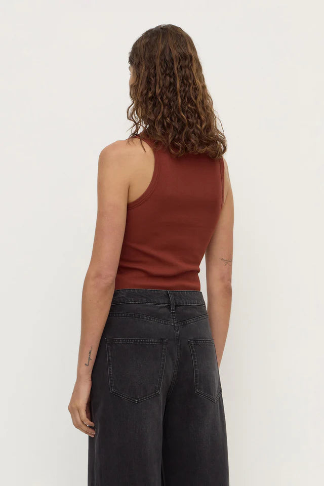 Robyn Scoop Neck Rib Tank Burnt Amber