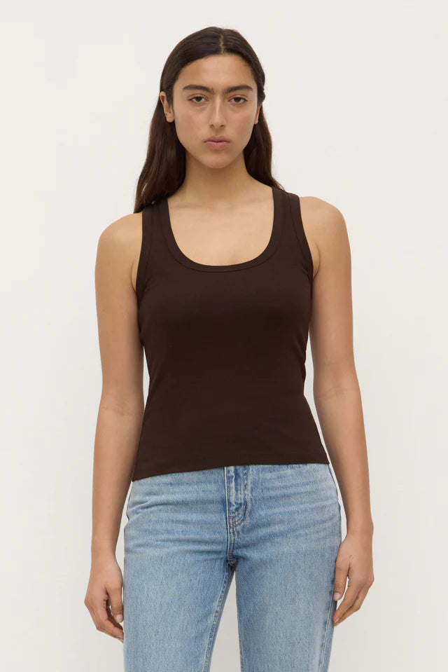 Robyn Scoop Neck Rib Tank Ganache