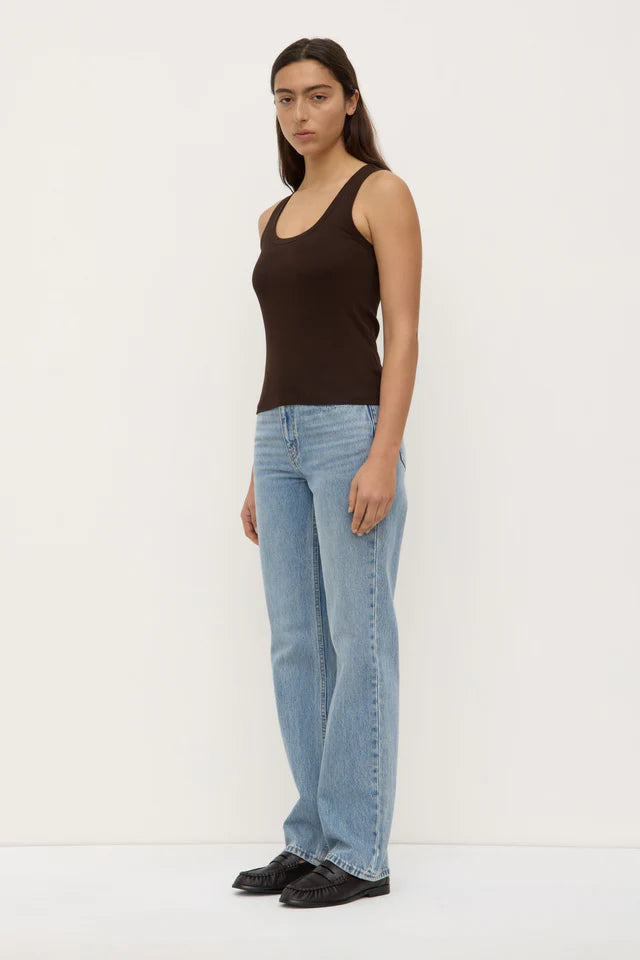 Robyn Scoop Neck Rib Tank Ganache