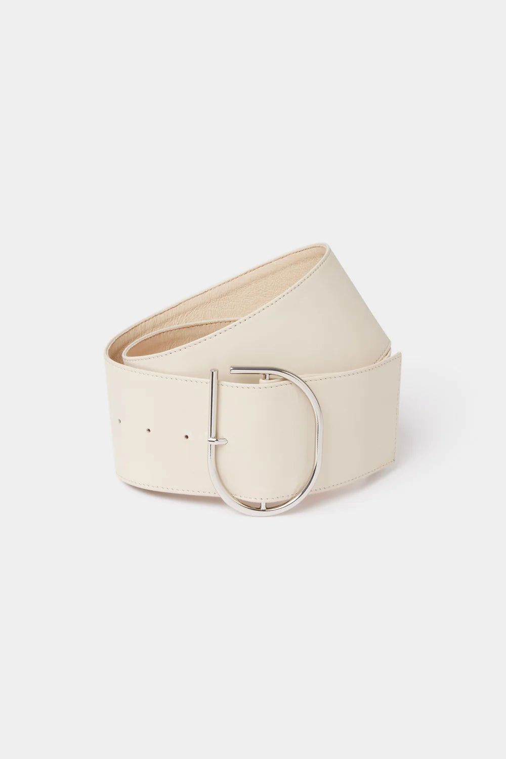 Rocco Wide Leather Belt Cream